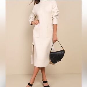 Lulu's Cream Long Sleeve Knit Dress